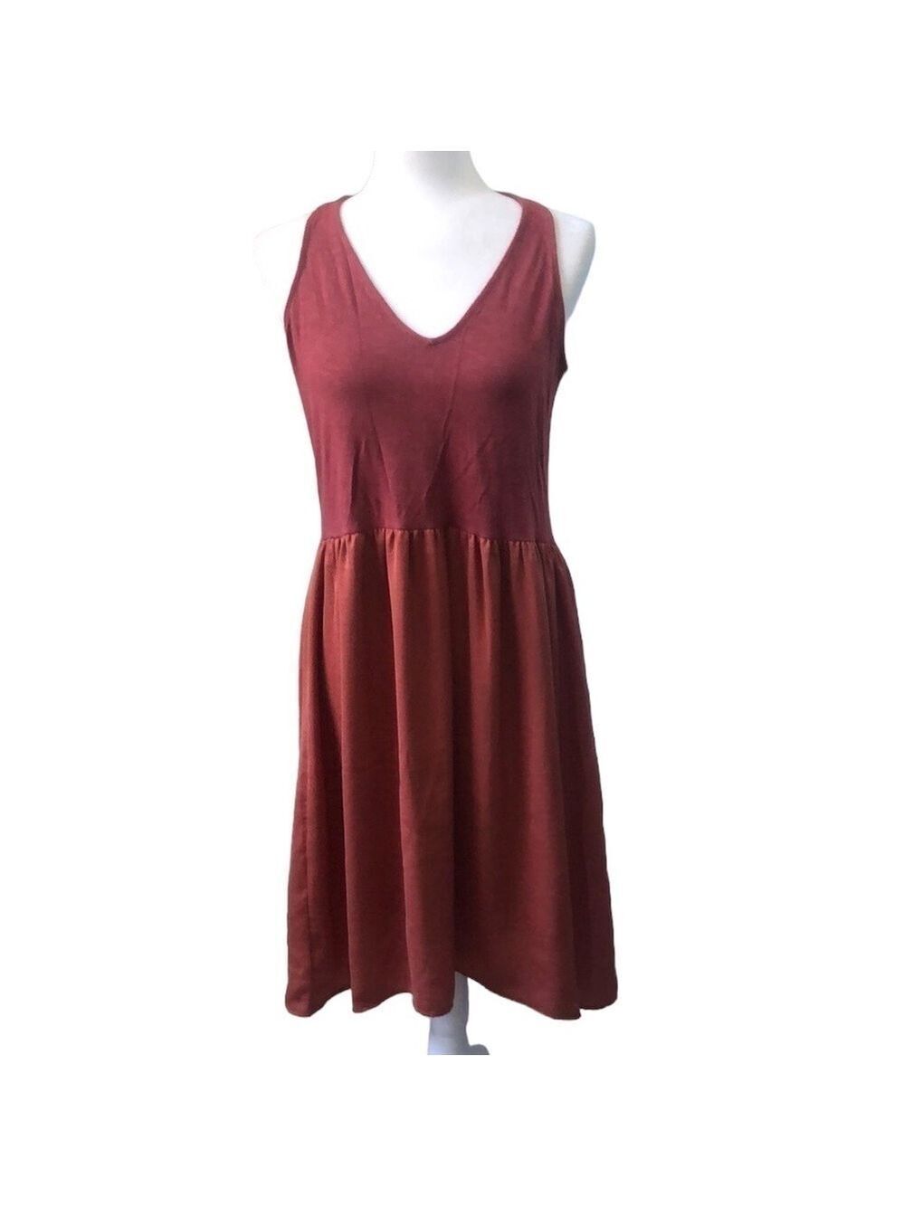 Dolan Anthropologie Rust V Neck Sleeveless Midi Dress Size Small